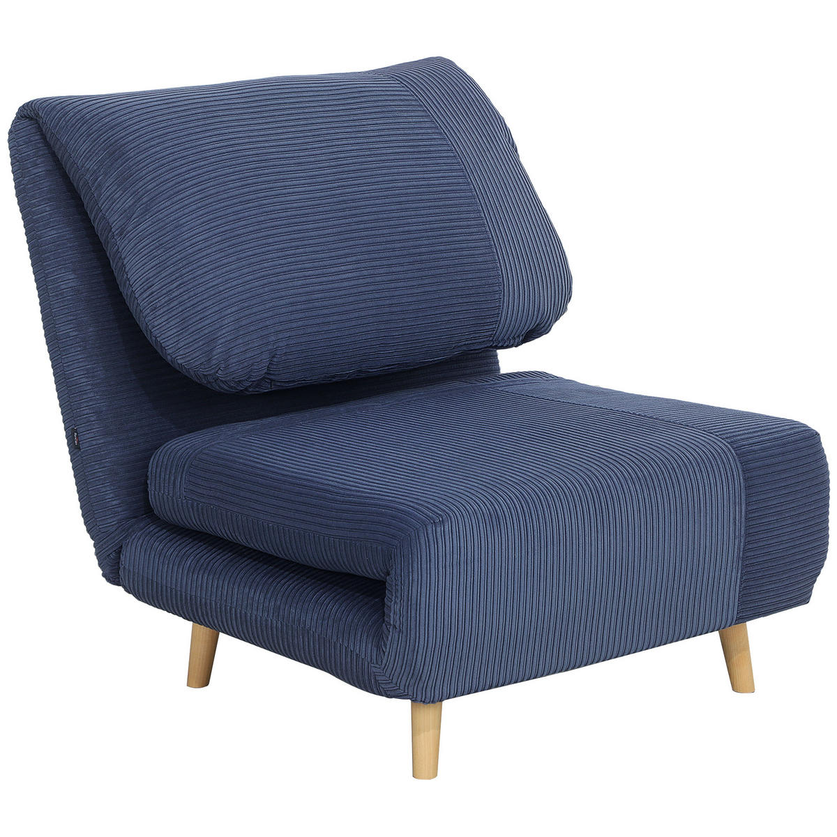 2-IN-1 Schlafsofa Schlafsessel Klappmatratze Gästebett Klappbett Blau - Blau/Naturfarben, Holz/Textil (89/83/82cm) - HOMCOM