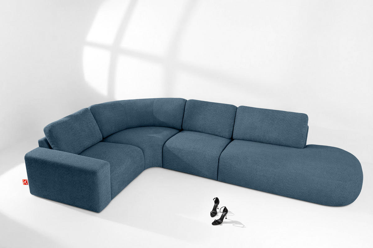 ECKSOFA RECHTS ZUCCO, Dunkelblau - Dunkelblau, Holz/Holzwerkstoff (224/373cm) - KONSIMO®