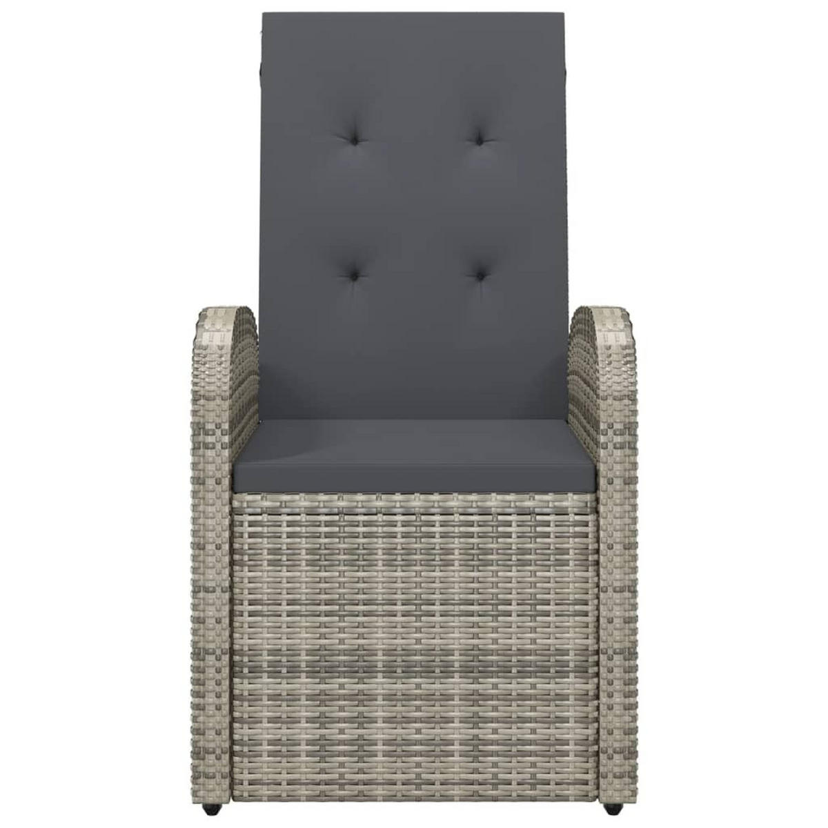 GARTEN-LIEGESTÜHLE 2 Stk. mit Auflagen Poly Rattan Grau - Grau, Holz (57/106/57cm) - furnicato
