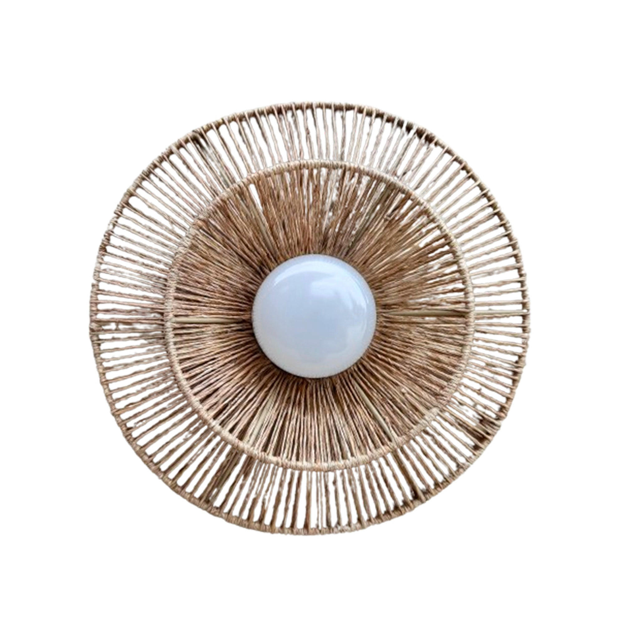 DALIA Kabellose Wandleuchte D30CM - Beige, Holz (30/6/30cm) - Lumisky