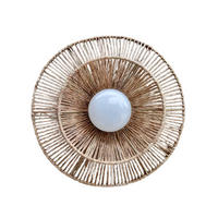 DALIA Kabellose Wandleuchte D30CM - Beige, Holz (30/6/30cm) - Lumisky