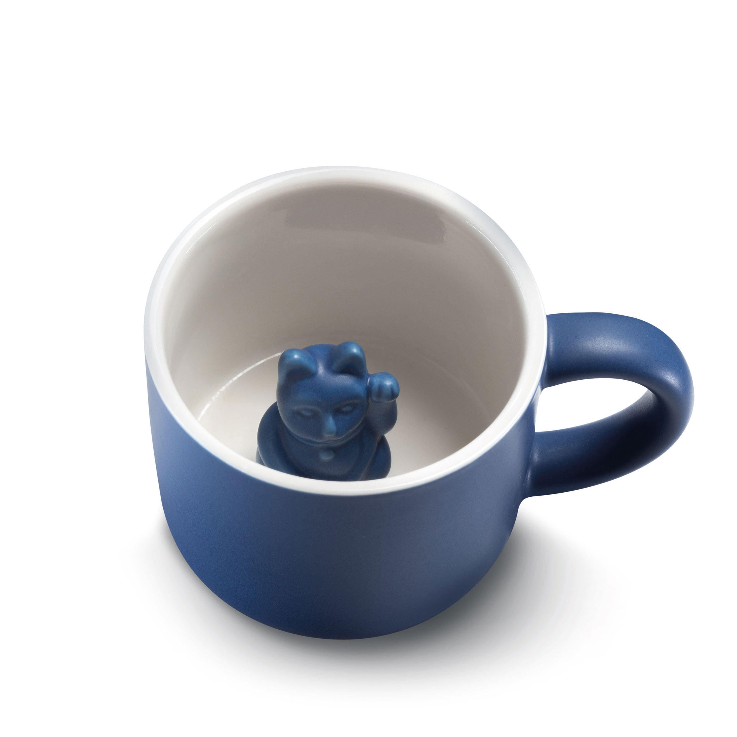TIERTASSE Maneki Neko, Katze, Porzellan, Blau, 150 ml - Blau, Keramik (0.15L) - Donkey Products