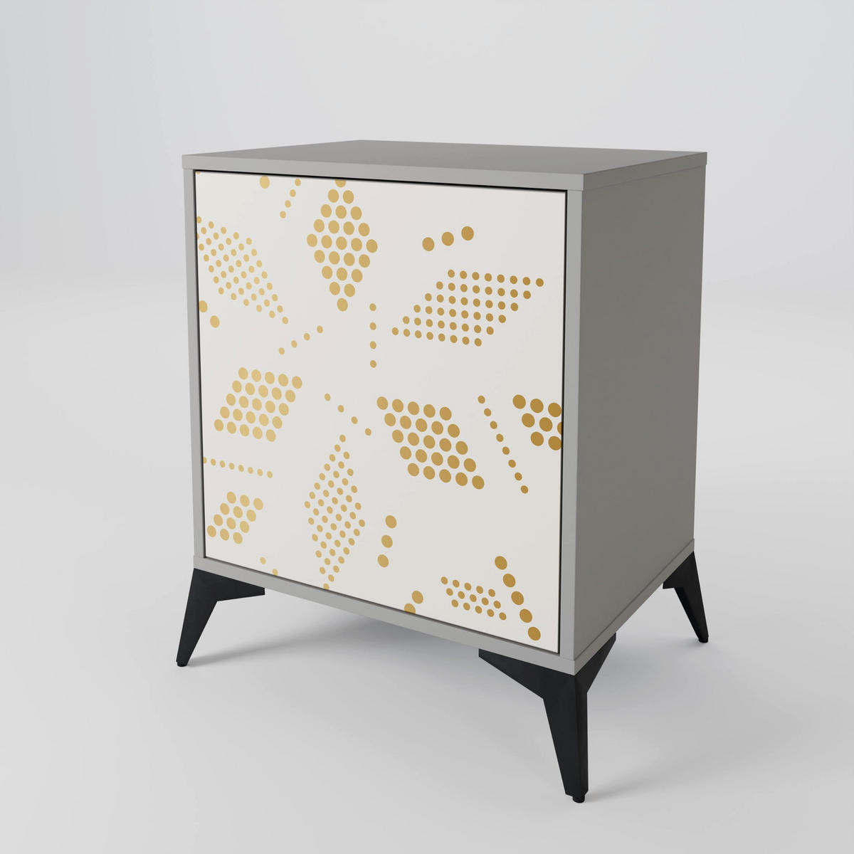 SIDEBOARD SPOTTED DAZE, Grau, 57,5x42x72,5 cm, Schwarze Metallfüße - Multicolor/Schwarz, Holzwerkstoff/Metall (57.5/72.5/42cm) - SpaceRebels