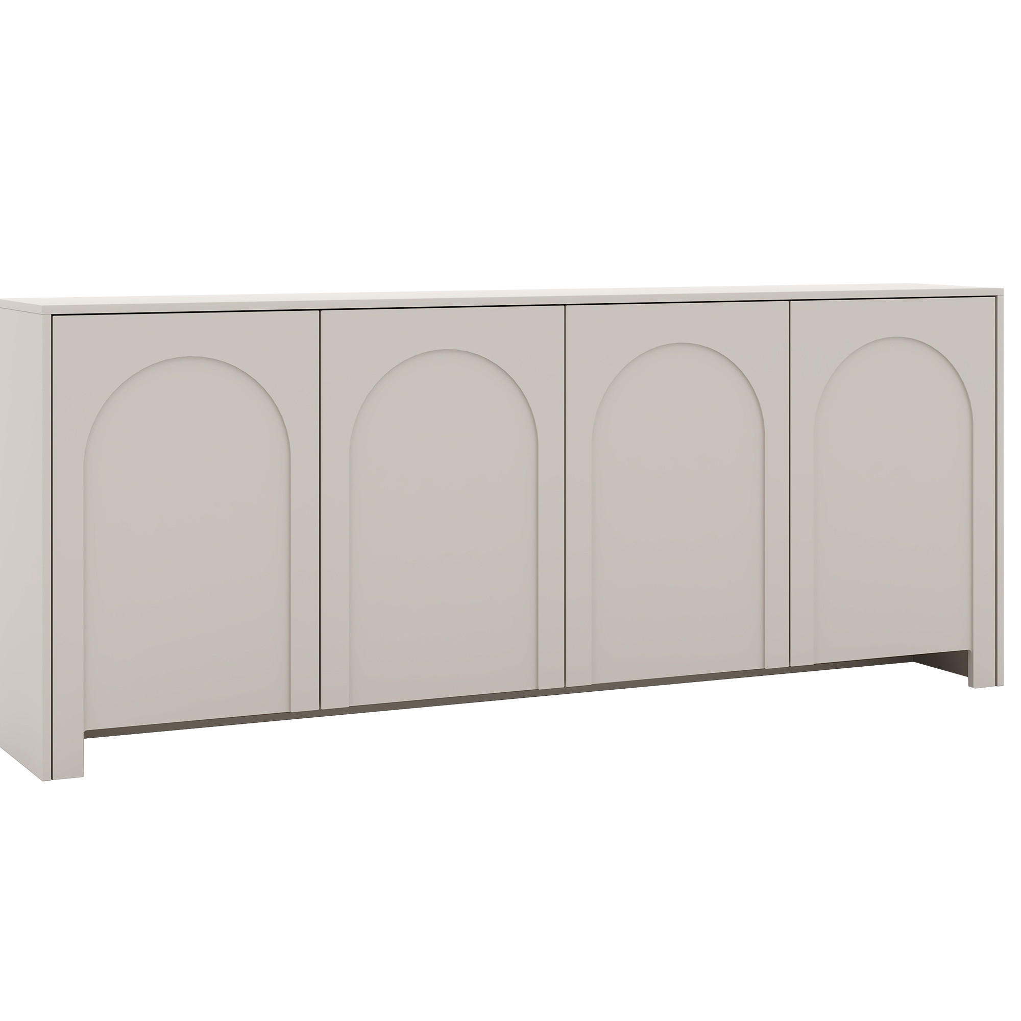 KOMMODE Amaro mit 4 Türen, gefrästen Bogenfronten, Push-to-Open, Kaschmir - Kaschmir, Holzwerkstoff (203/83/35cm) - Beautysofa