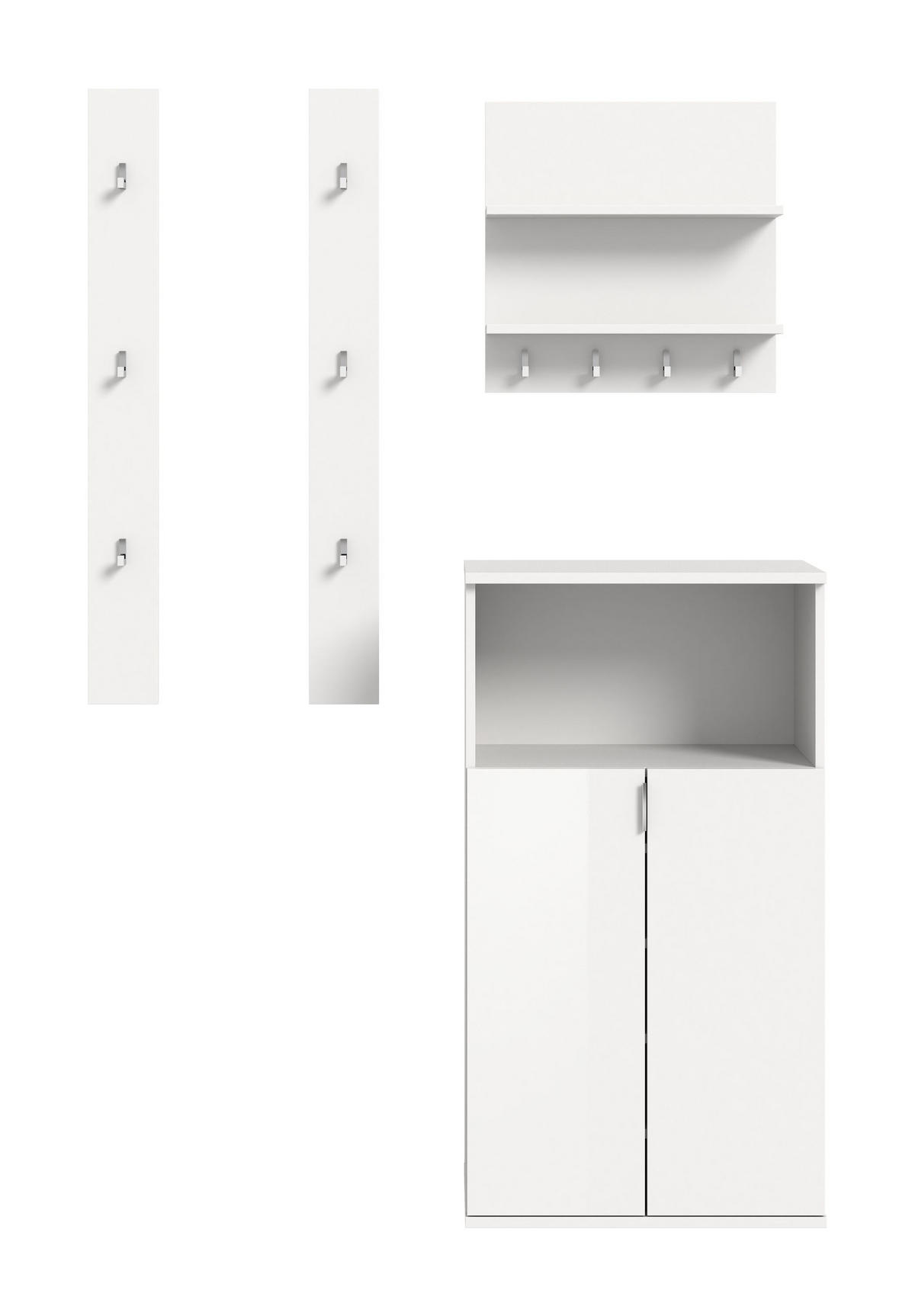 GARDEROBE Systemmöbel Projekt X 4tlg. Kombination , ca.111x191x34 cm - Weiß, Holzwerkstoff (111/191/37cm)