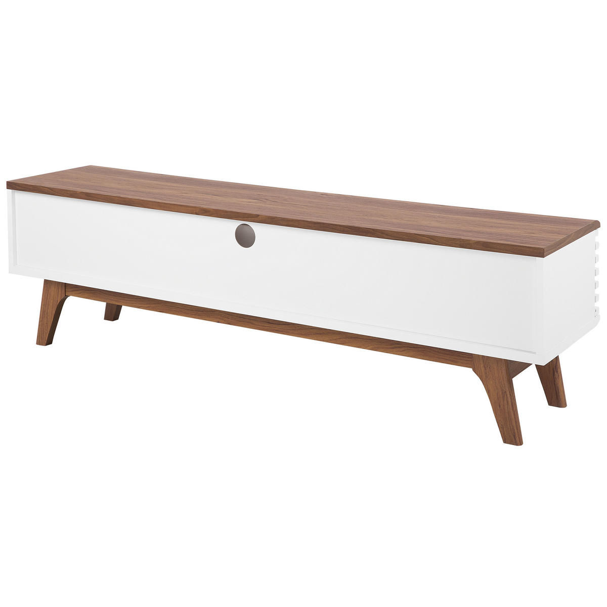TV STOLEK Tmavě hnědý, Bílý DETROIT 35/149/44 cm - bílá/tmavě hnědá, kompozitní dřevo (149/44/35cm) - Beliani