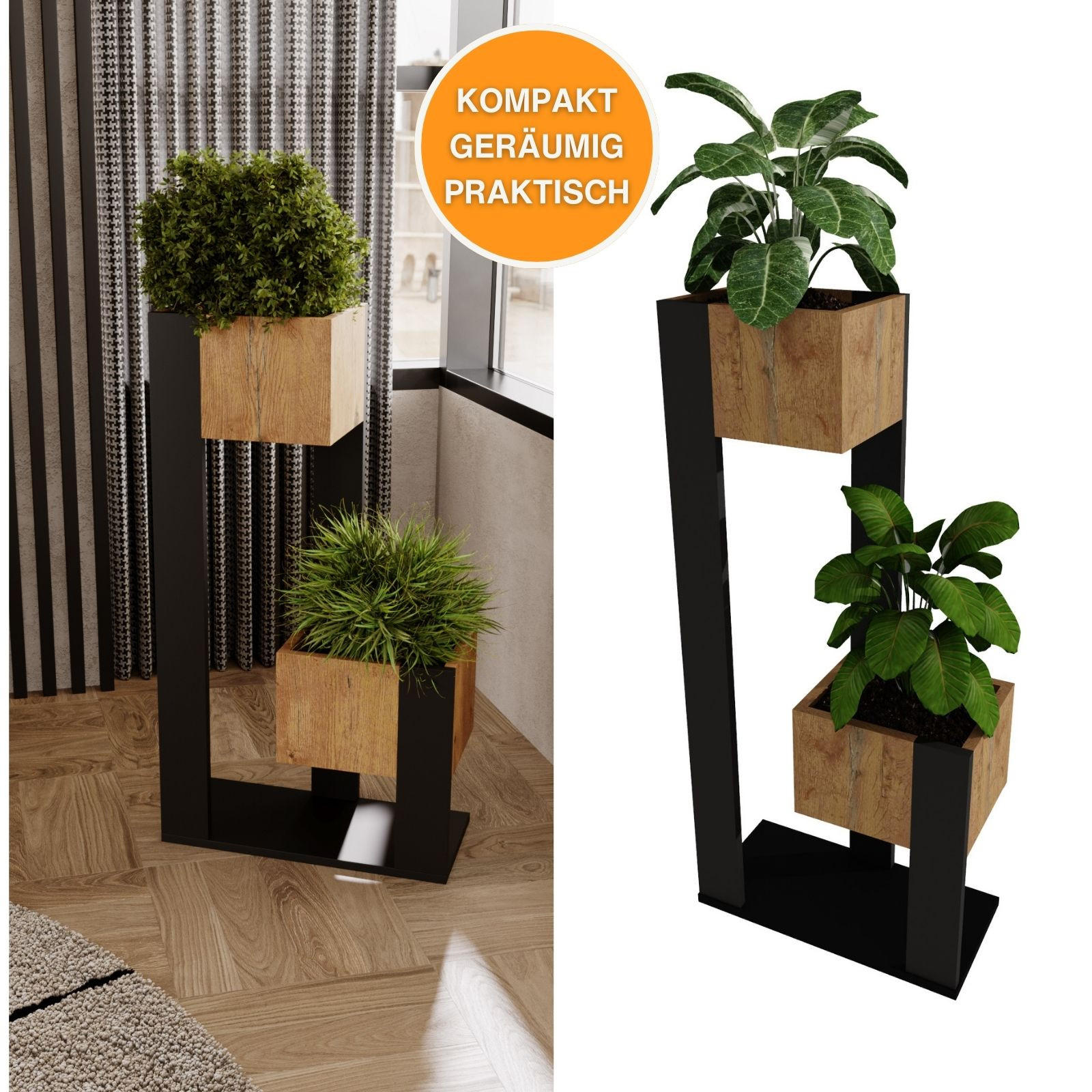 BLUMENSTÄNDER Duo 2 - Nussbaumfarben, Holzwerkstoff (23/98/49cm) - RAUMHIRSCH FURNITURE