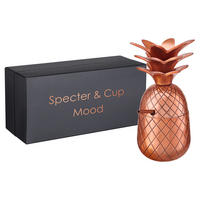 COCKTAILBECHER ANANAS Mood Bronze 300ml mit Deckel + Strohhalm - Kupferfarben, Paraffin (7/19/19cm) - Specter & Cup