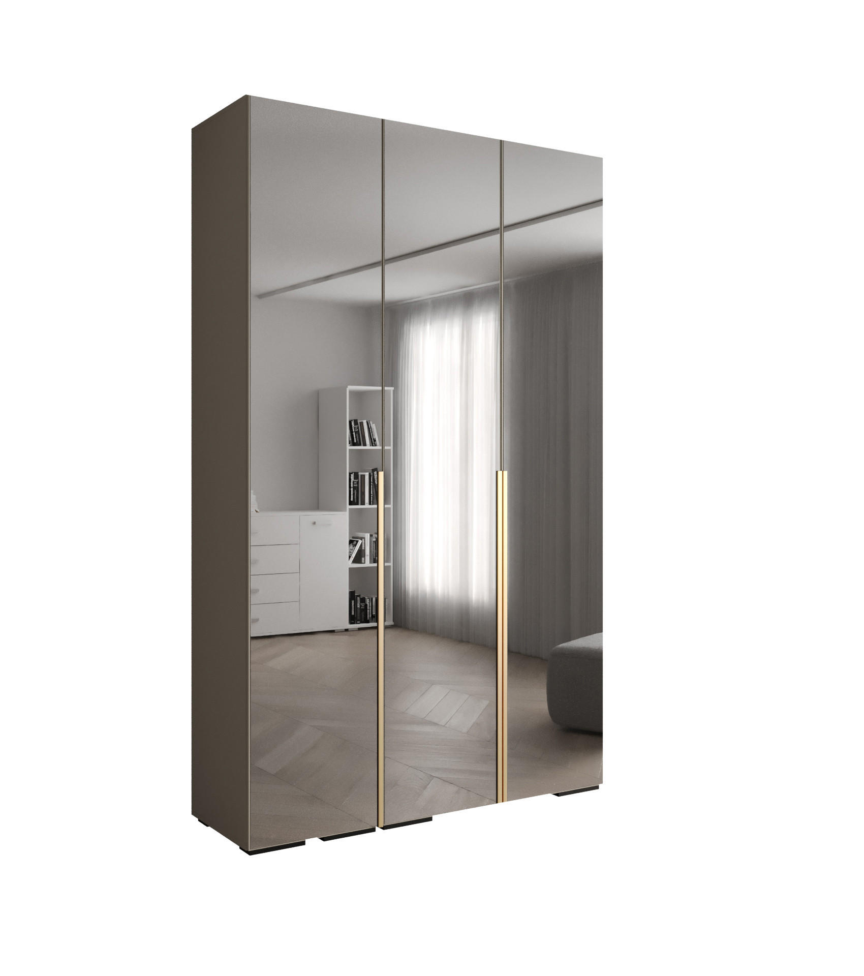 DREHTÜRENSCHRANK 236.7/150/47 3-türig - Kaschmir/Goldfarben, Holz/Metall (150/236.7/47cm) - Abiks Möbel