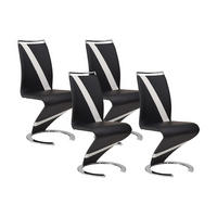 STUHL Freischwinger 4er-Set - Kunstleder - Schwarz & Weiß - TWIZY - Schwarz, Leder (61/100/49cm) - Vente-Unique