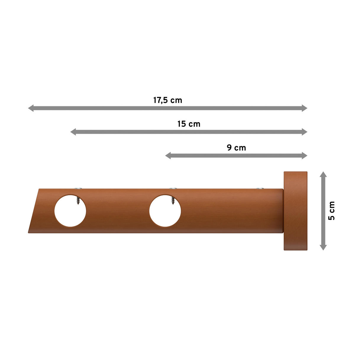 TRÄGER FÜR GARDINENSTANGEN 20 mm Ø, Talena 2-läufig, Kirschbaum - Kirschbaumfarben, Holz (18/5.3/5.3cm) - INTERDECO