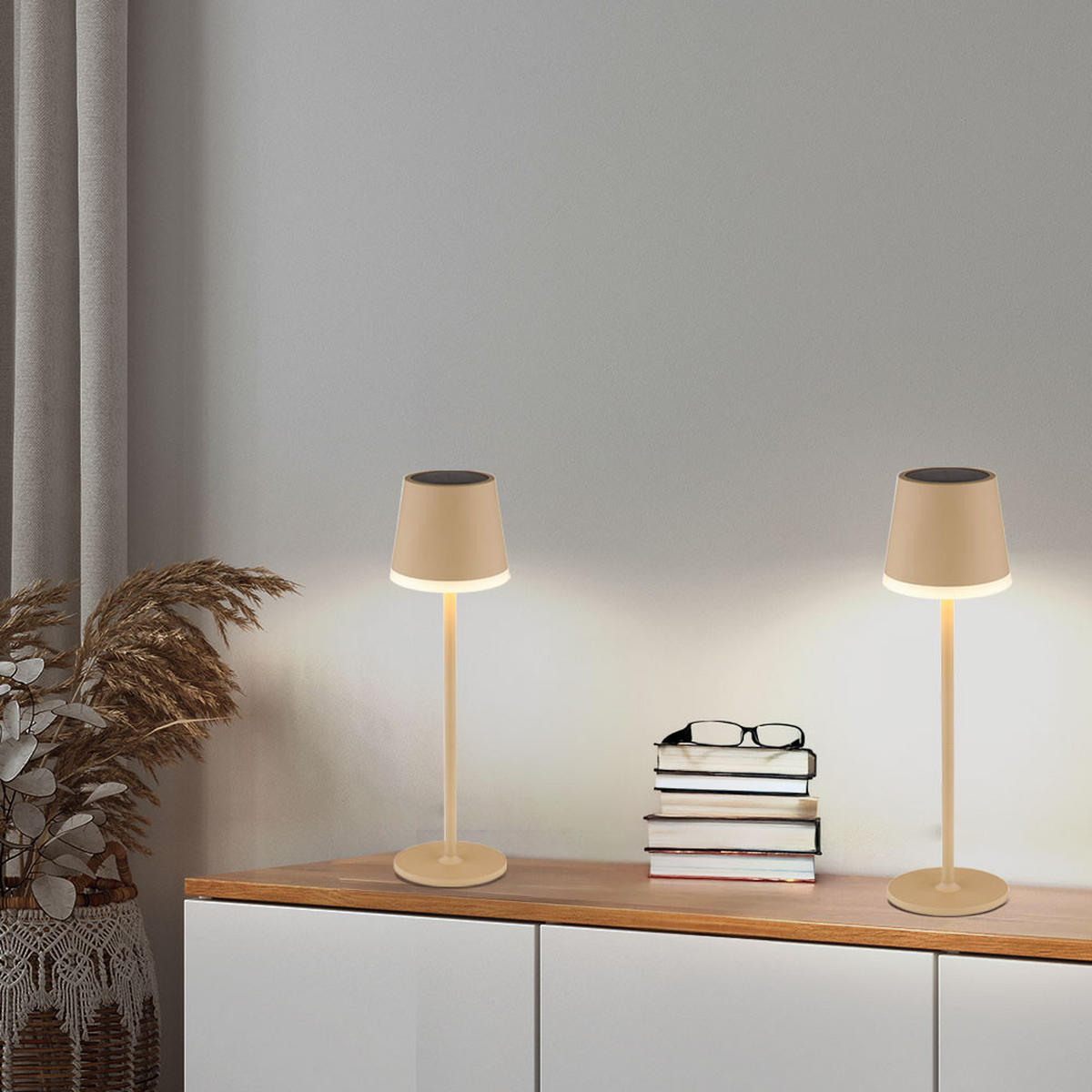 LED AUSSENLEUCHTE Metall Beige 2er Set - Beige, Metall (11/11/41cm) - Globo Lighting