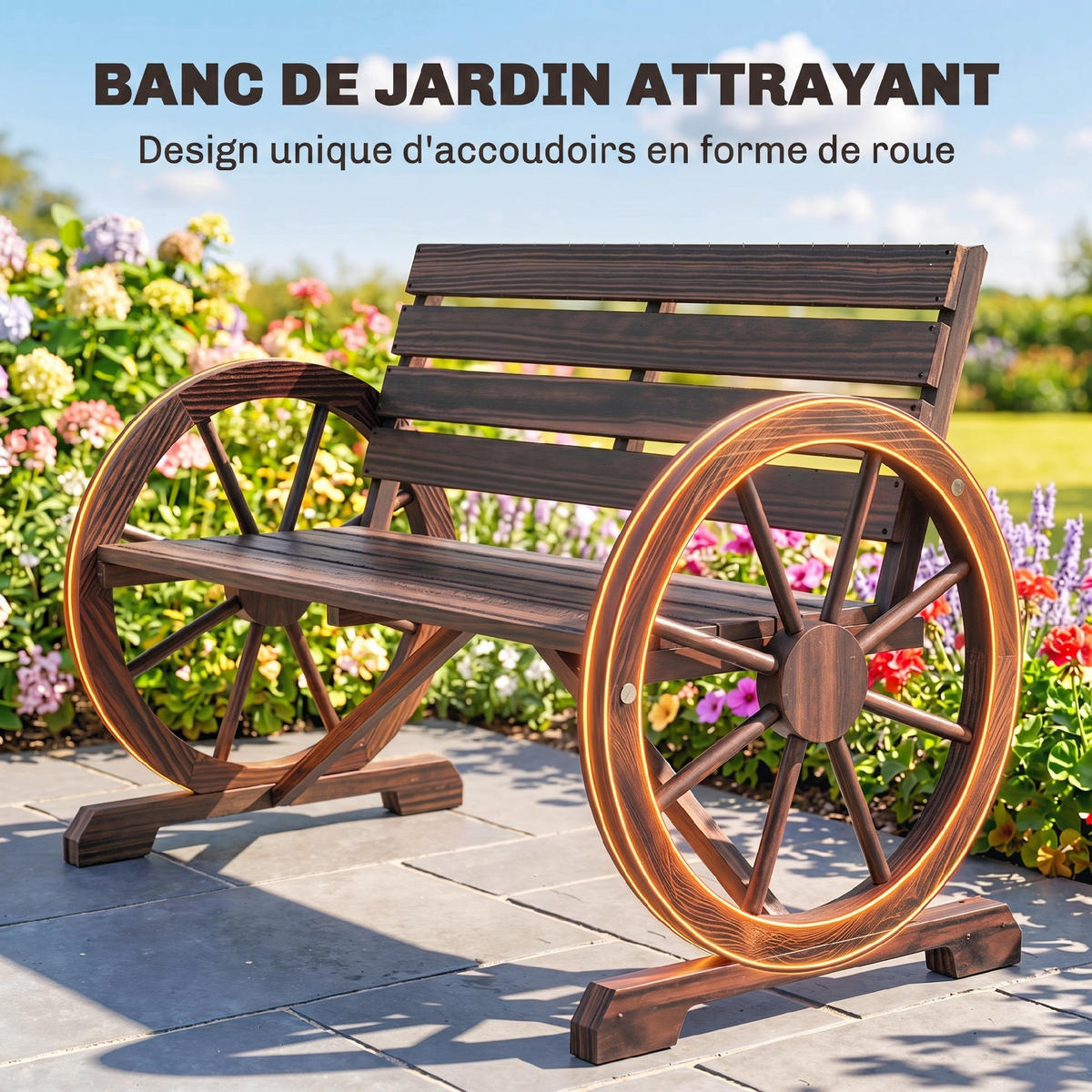 GARTENBANK,2-SITZER Tannenholz Rollenarmlehnen,braun - Braun, Holz (105.5/75/59cm) - Vallsero