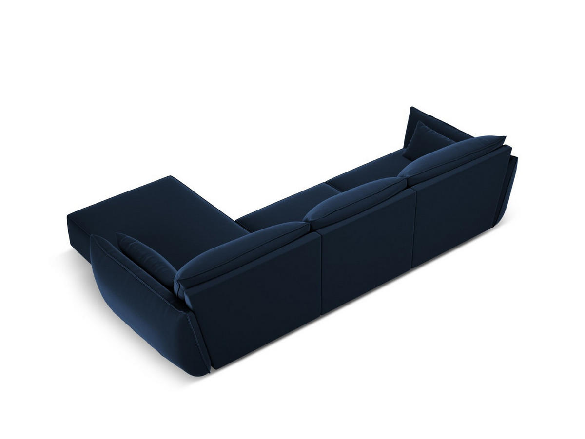 ECKSOFA rechts Kaelle aus Samt königsblau 4 Sitzplätze - Blau, Textil (171/308cm) - Micadoni