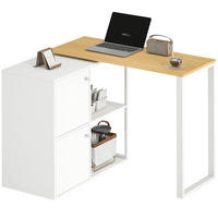SCHREIBTISCH DE-09131 360° drehbar mit 2 Lagerschränken & 2 Regalen Weiß - Weiß, Holzwerkstoff (150/40/75cm) - ComfortXL