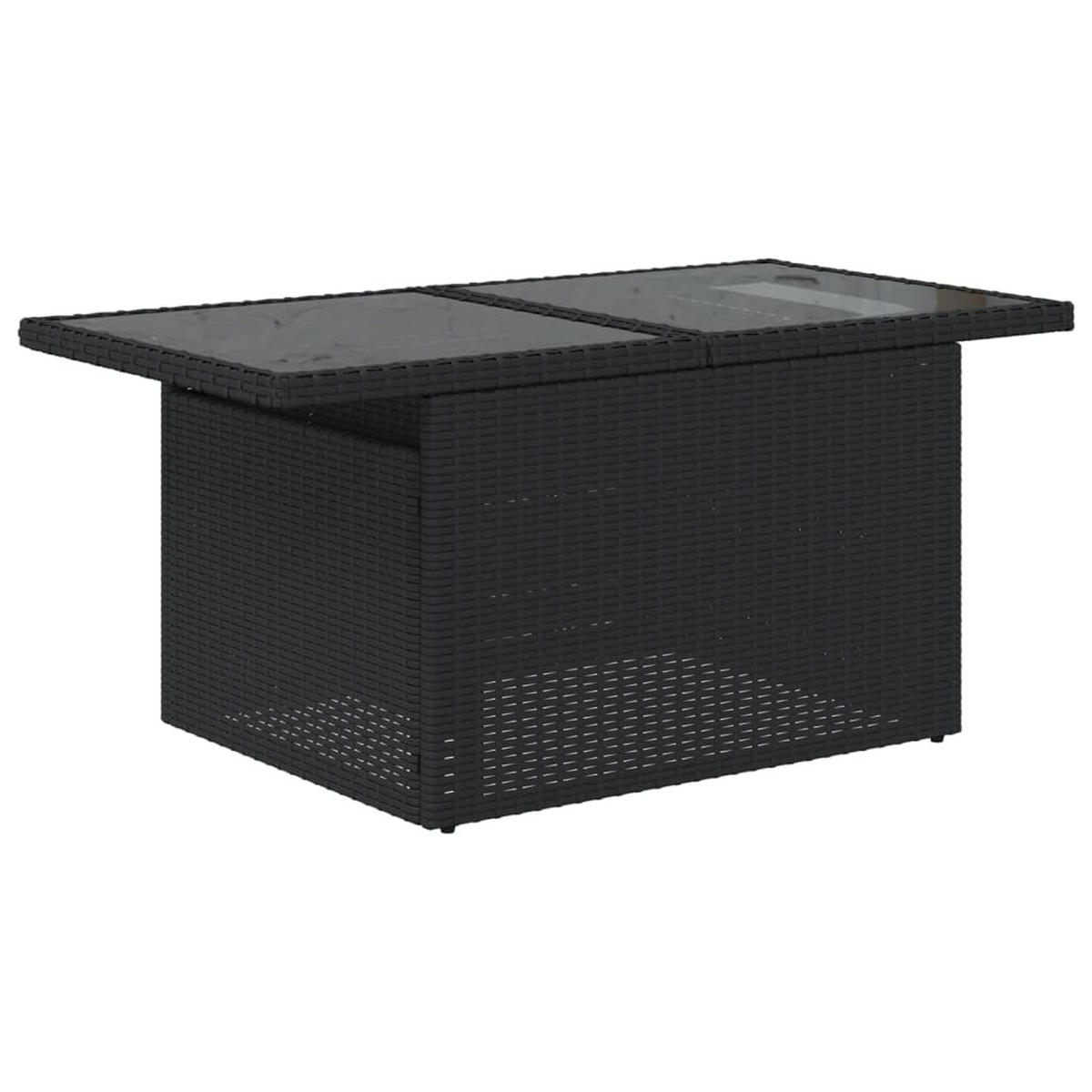 GARTENTISCH mit höhenverstellbare Glasplatte, 100/55/73 cm, aus Poly Rattan, Schwarz - Schwarz, Kunststoff (100/55/73cm) - vidaXL