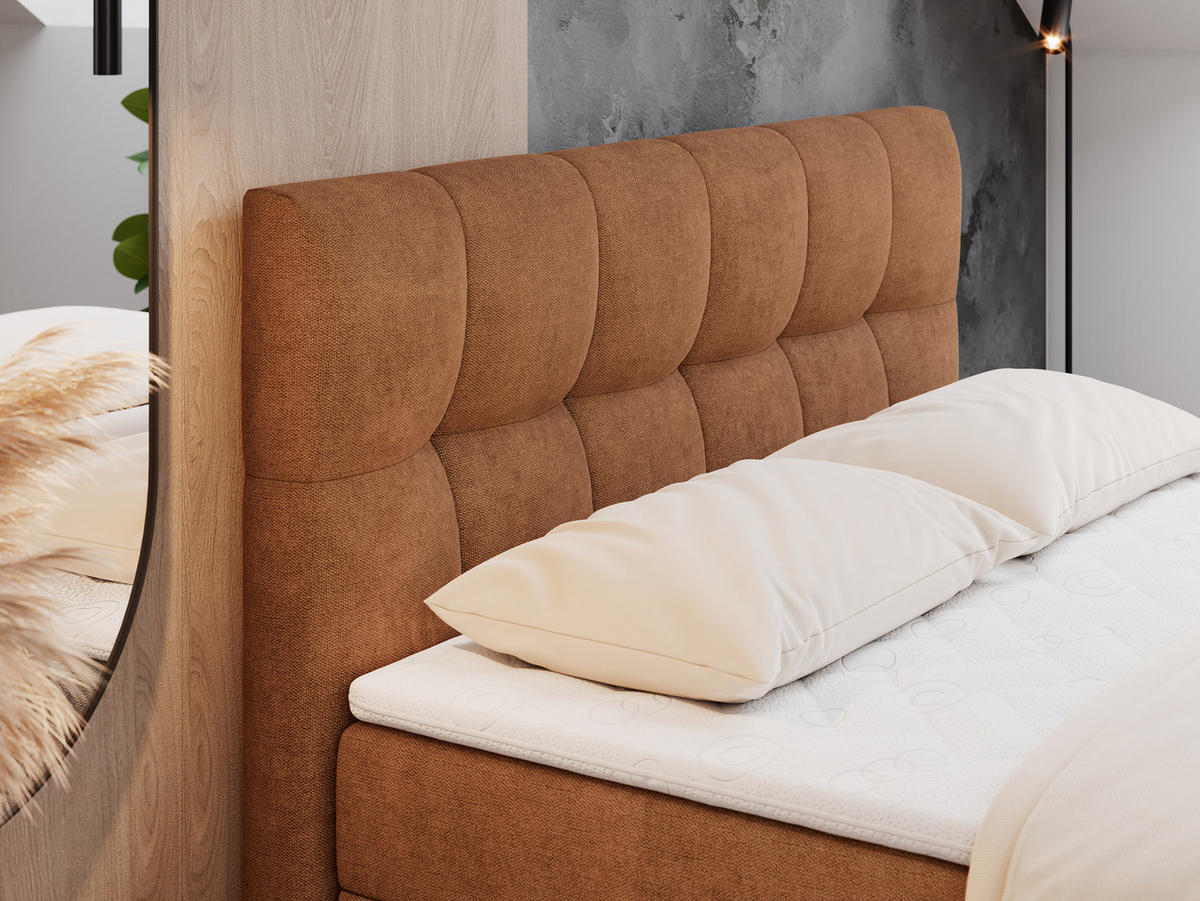 BOXBETT RICO 160/200 Orange Struktur - H3 - Orange, Holz/Textil (160/200cm) - MKS
