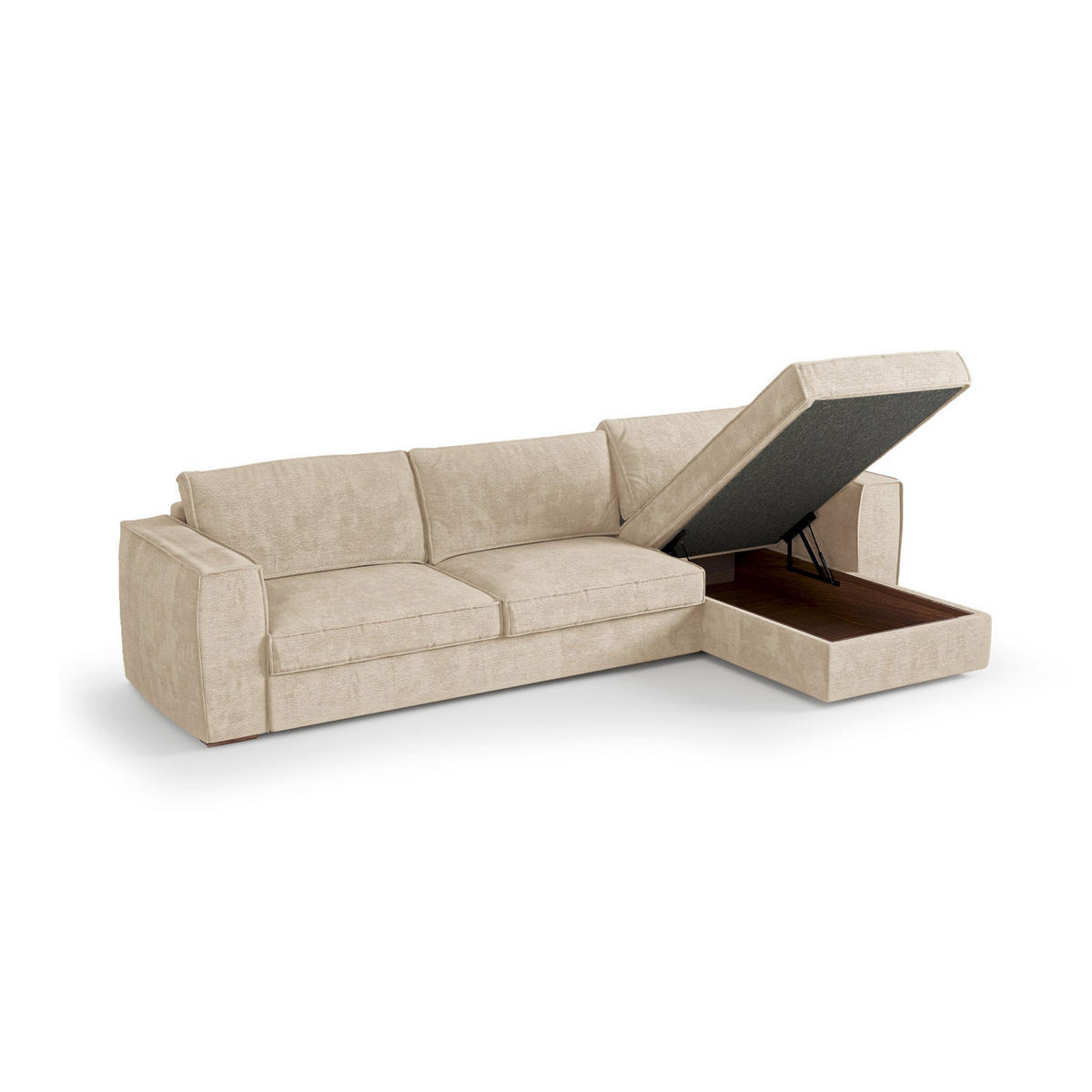 ECKSOFA rechtwinklig MIKA Kettgewebe mit weichem Griff Beige 292cm - Beige, Textil (292/100cm) - Premium Interiors