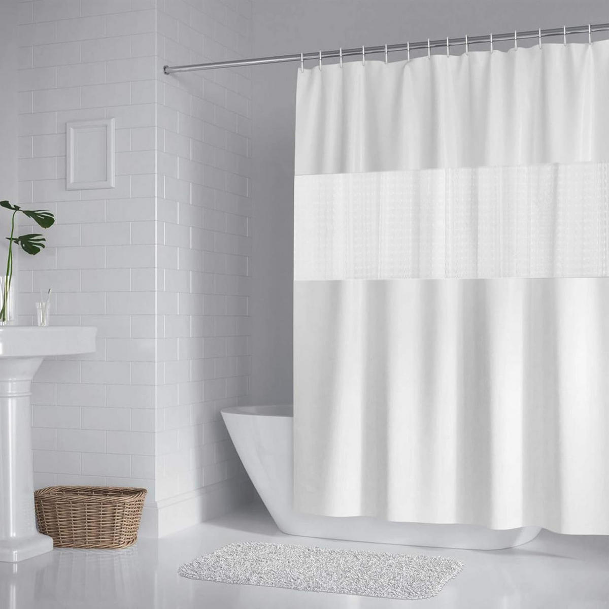 DUSCHVORHANG Weiß EVA halbdurchsichtig wasserdicht für Badezimmer - Weiß, Kunststoff (180/180cm) - MCBOSON