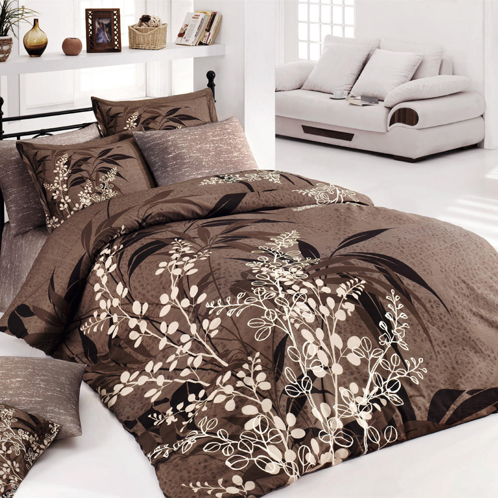 BETTWÄSCHE 5-teilig 200/200 cm AKASYA - Braun, Textil (200/200cm)