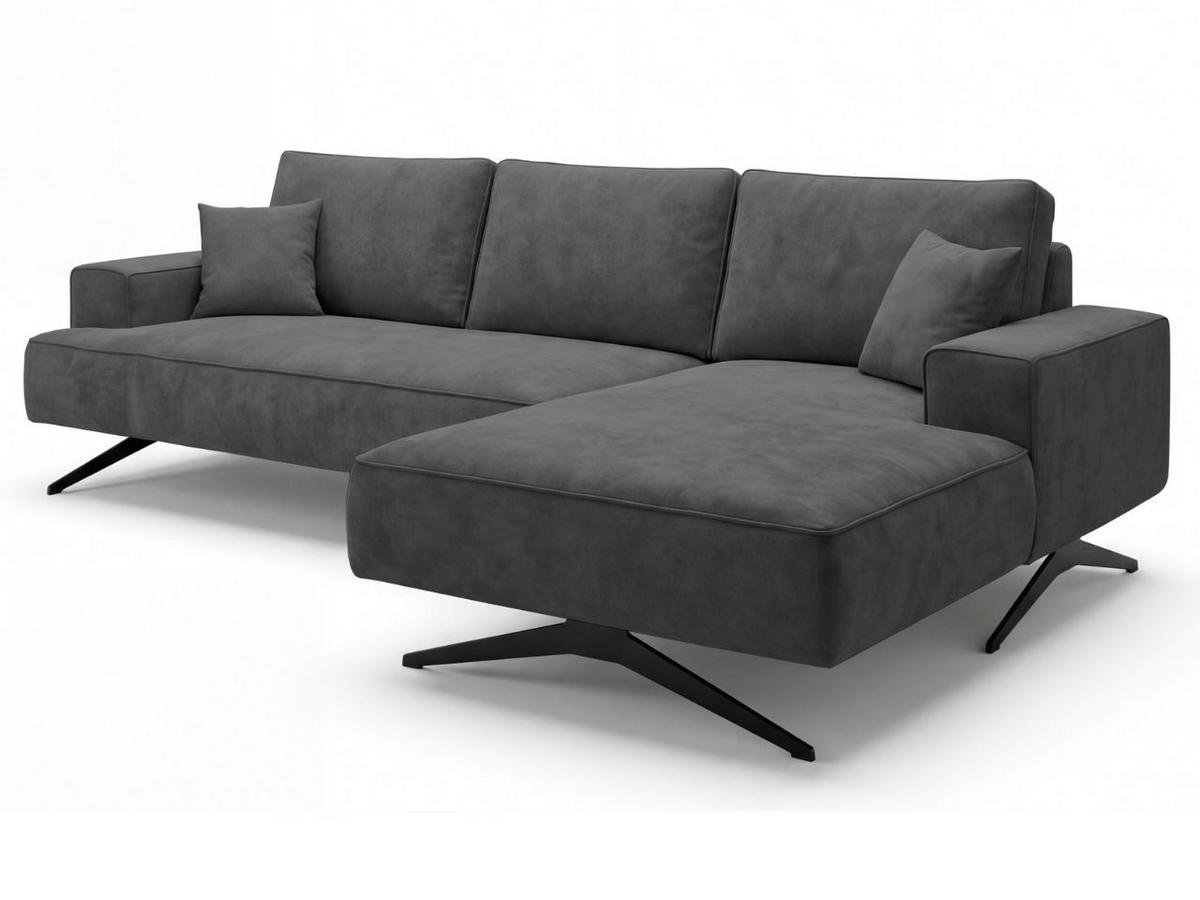 ECKSOFA Leto Anthrazit Rechts - Anthrazit/Schwarz, Holz/Textil (165/260cm) - Graingold