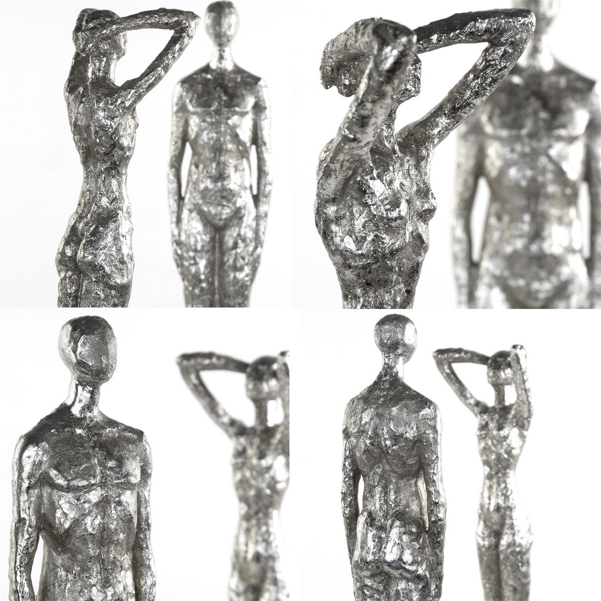 SKULPTUR-SET Millenium 2-teilig Poly-Kunststein silber - Silberfarben, Kunststoff (11/59/11cm) - DESIGN DELIGHTS