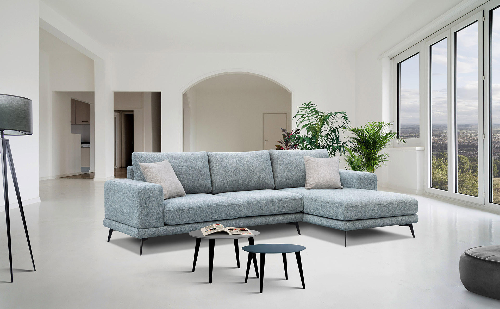 ECKSOFA MEDIOLANE 4-Sitzer, mintgrün - Mintgrün, Holzwerkstoff/Textil (282/219cm) - Courtois Laville