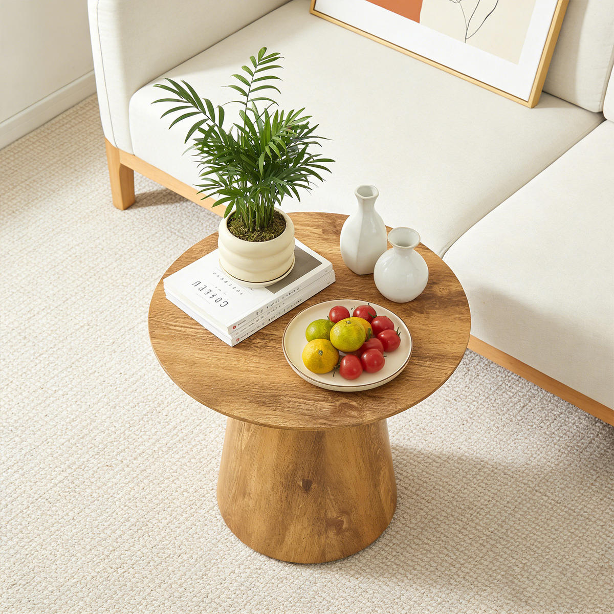 BEISTELLTISCH rund im Design, Sofatisch aus Holz - Eichefarben, Holzwerkstoff (50/50/48cm) - Meubles Cosy