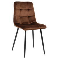ESSZIMMERSTUHL Till Samt, Gestell Metall matt Schwarz Braun - Schwarz/Braun, Textil/Metall (45/88/52cm) - TPFLiving