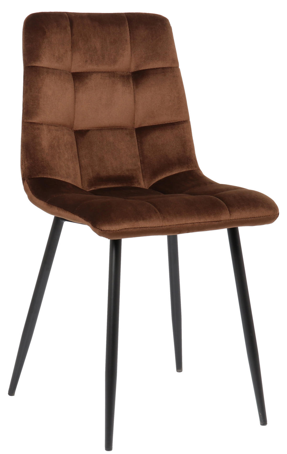 ESSZIMMERSTUHL Till Samt, Gestell Metall matt Schwarz Braun - Schwarz/Braun, Textil/Metall (45/88/52cm) - TPFLiving