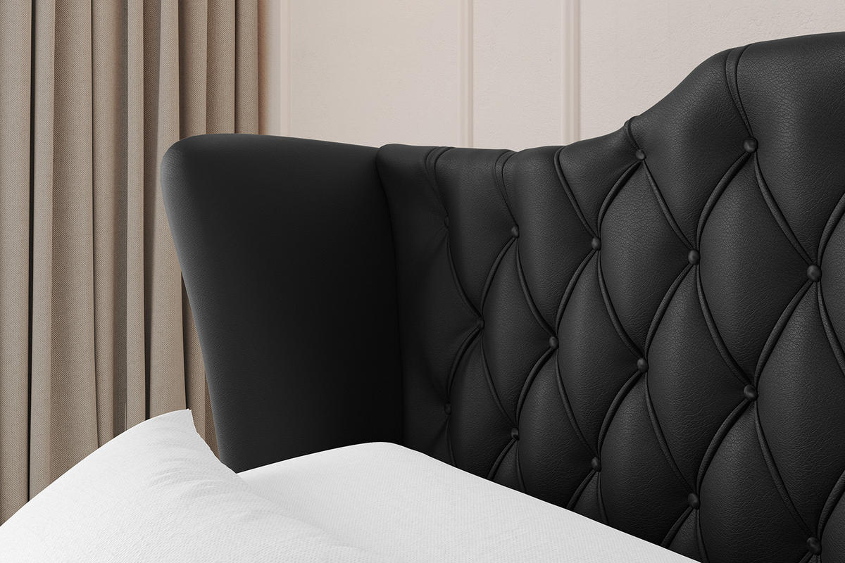 POLSTERBETT mit Bettkasten, Fußteil und Lattenrost, Boxbett ohne Matratze - MODY-Z 180x200 Schwarz Kunstleder - Schwarz Hochglanz, Holzwerkstoff/Textil (180/200cm) - ALTDECOR