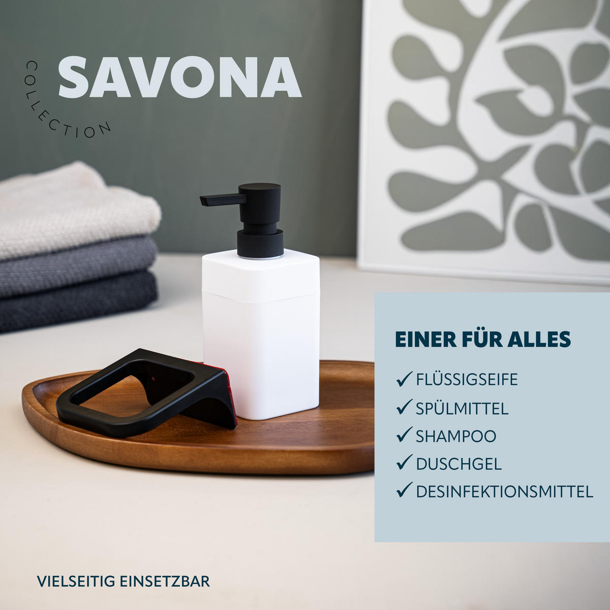 SEIFENSPENDER SAVONA Softtouch, weiß, eckig - Weiß, Kunststoff (9/15.5/10cm) - bremermann