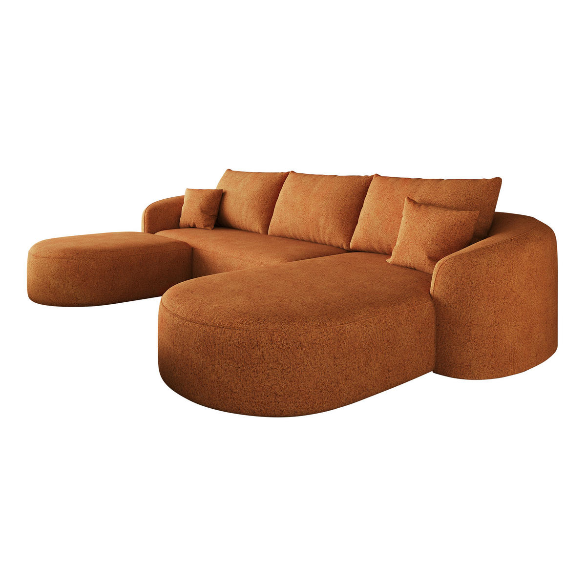 WOHNLANDSCHAFT Rechts, U-Form 266 cm ohne Montage, DE-34817, Orange - Orange, Textil (336/85/168cm) - ComfortXL