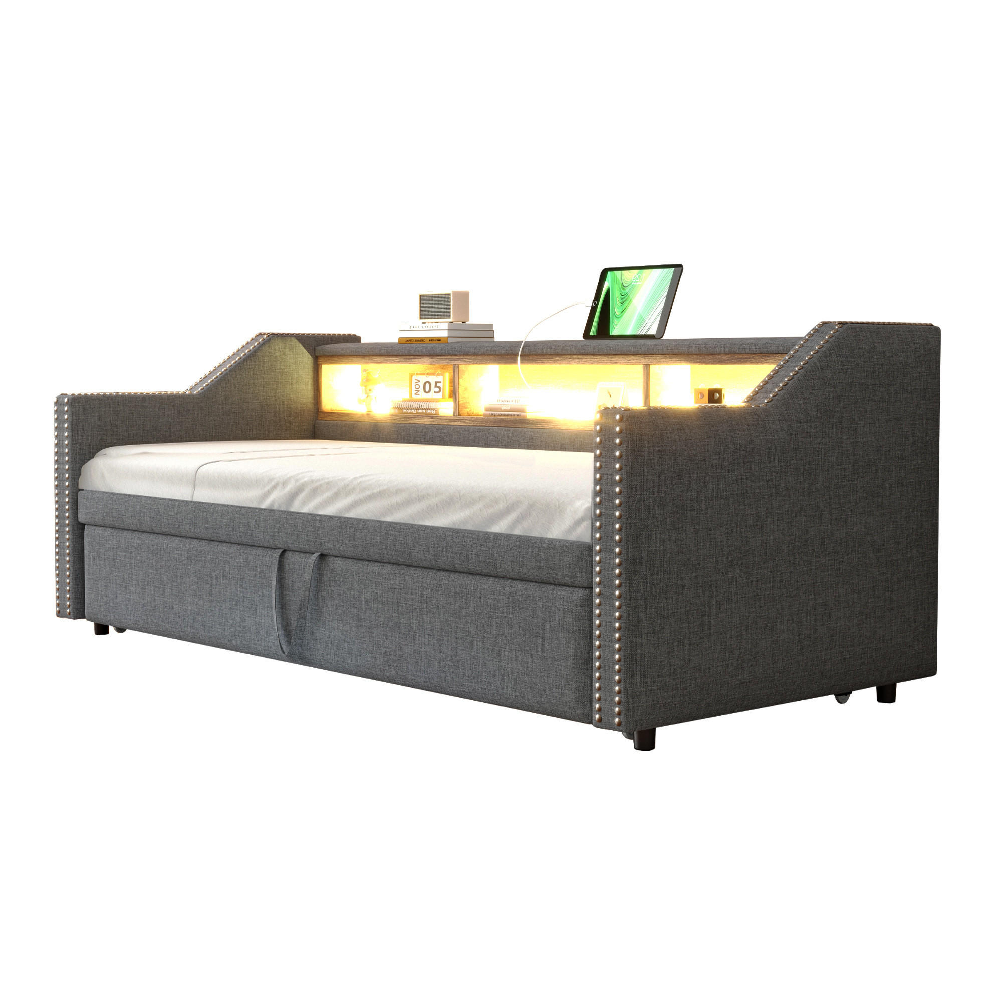 Okmyhome Bett Dunkelgrau 90x190 cm