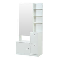 SCHUHSCHRANK aus Spanplatte 85x40x180cm in Weiß mit Spiegel - Weiß, Holzwerkstoff (85/180/40cm) - Modfu