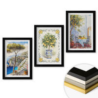 WANDBILDER 3er-Set - 20x30 cm Schwarzer Rahmen - Blick auf das Meer aus Zitronenbäumen - Schwarz, Kunststoff (20/30cm) - ArtPrintCave