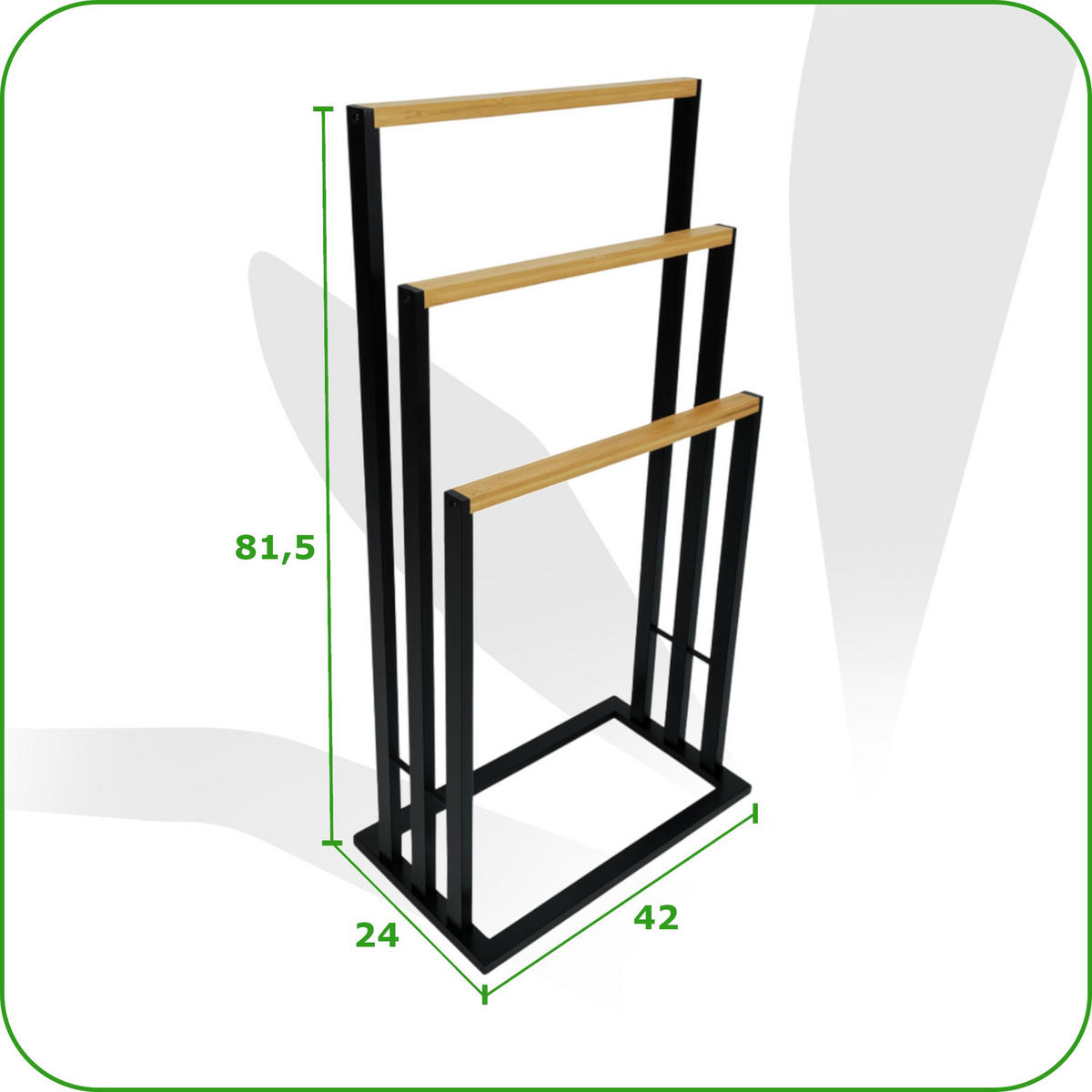 HANDTUCHSTÄNDER Bambus Metall Schwarz Natur 81,5x42x24 cm - Schwarz/Naturfarben, Holz (42/81.5/24cm) - Begryf