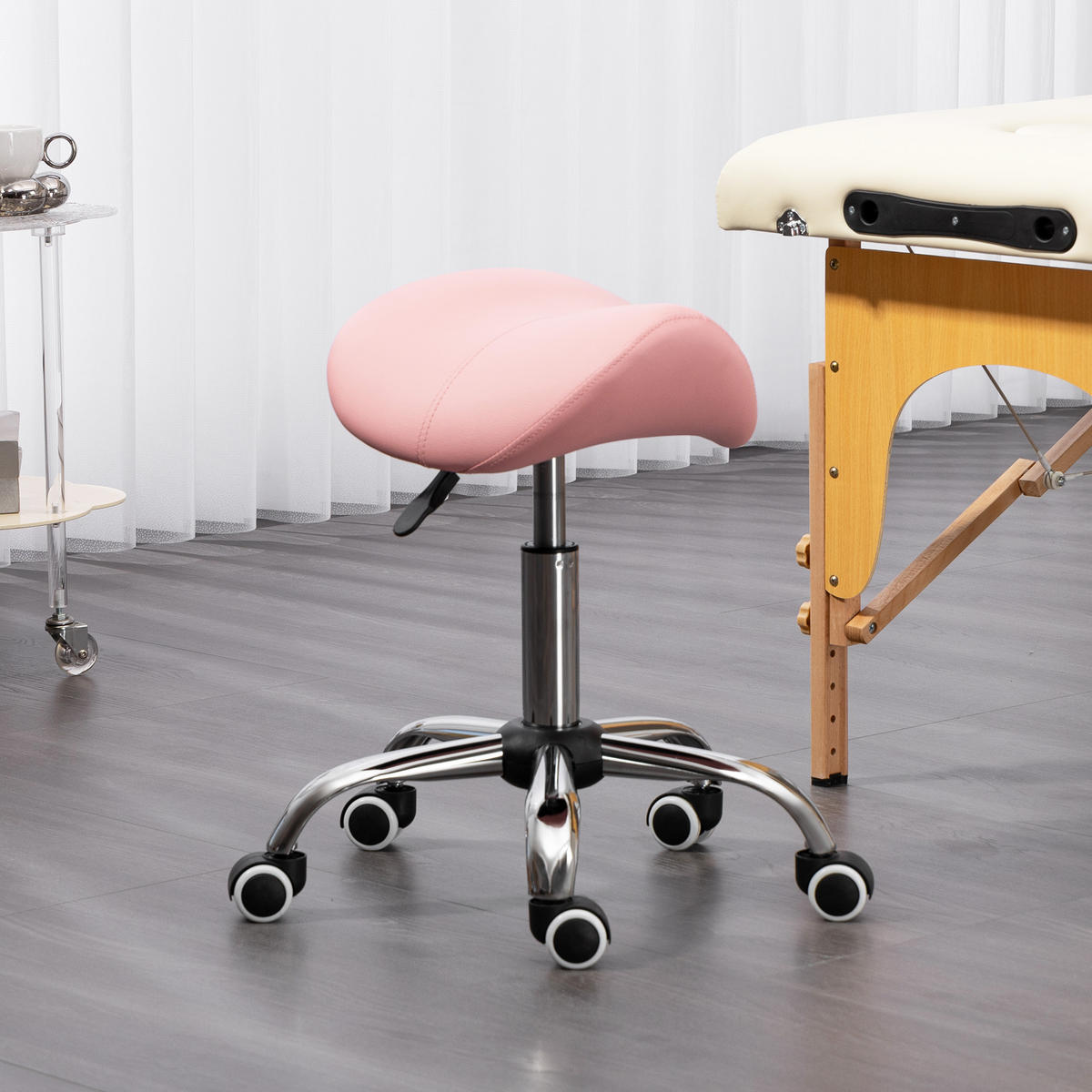 ROLLHOCKER Höhenverstellbar Rosa 53.0/52.0/61.0 cm - Rosa, Kunststoff (52/61/53cm)