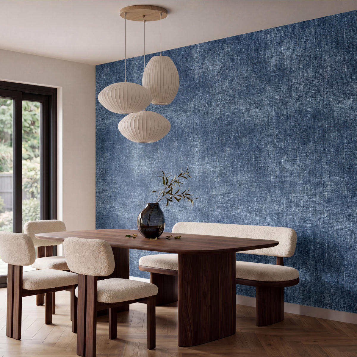 TAPETE - Leinen - Textur - Muster - Denim - Rustikal - 400x260 cm - Blau, Papier (400/260cm) - OnlyWow