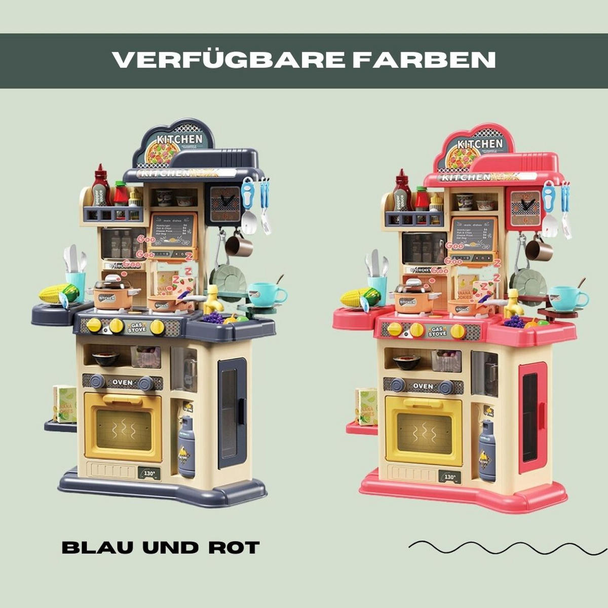 KINDERKÜCHE JOE in Blau mit Zubehör 46-tlg - Blau, Kunststoff (23/55cm) - Coemo