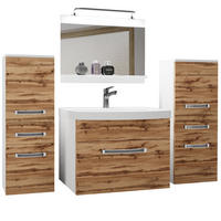 BADMÖBEL Badezimmer Wotan Eiche Matt - Eiche Wotan, Holz (140/81/40cm) - B BELINI GROUP