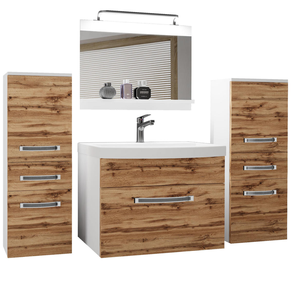 BADMÖBEL Badezimmer Wotan Eiche Matt - Eiche Wotan, Holz (140/81/40cm) - B BELINI GROUP