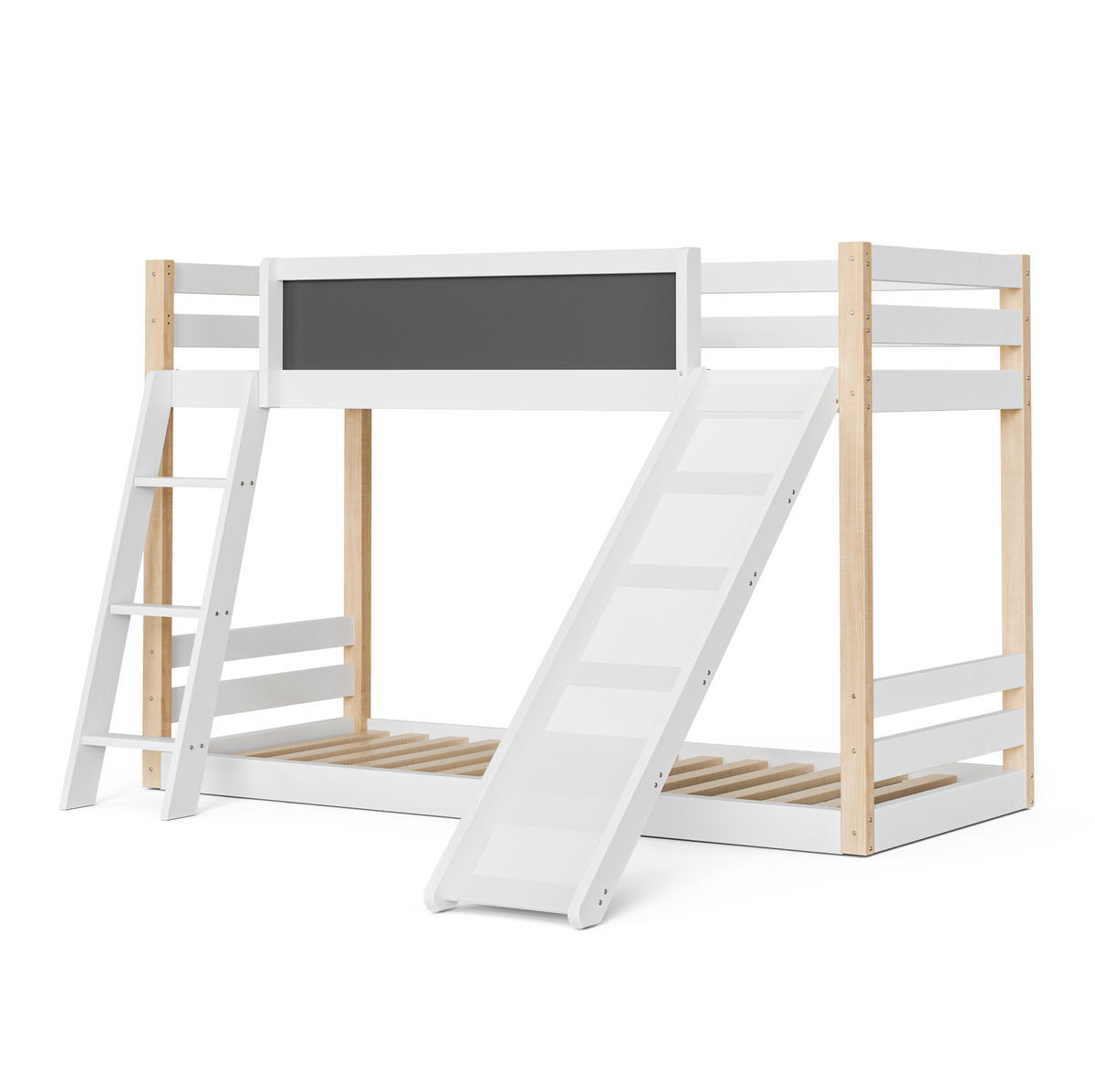 ETAGENBETT Weiß 90/200 cm mit Treppe und Rutsche - Weiß, Holz (90/200cm) - MIVRAY