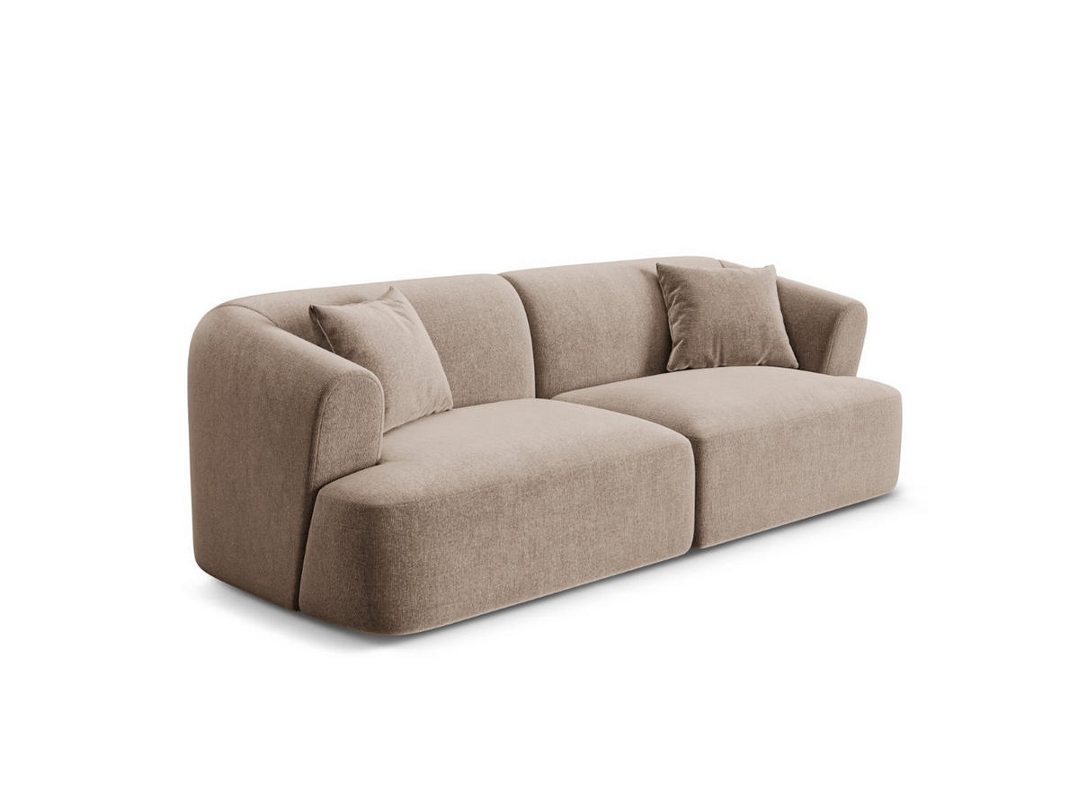 MODULARES-SOFA Campi aus Samt dunkelbeige 3 Sitzplätze - Mokka, Textil (90/70/220cm) - Cosmopolitan Design