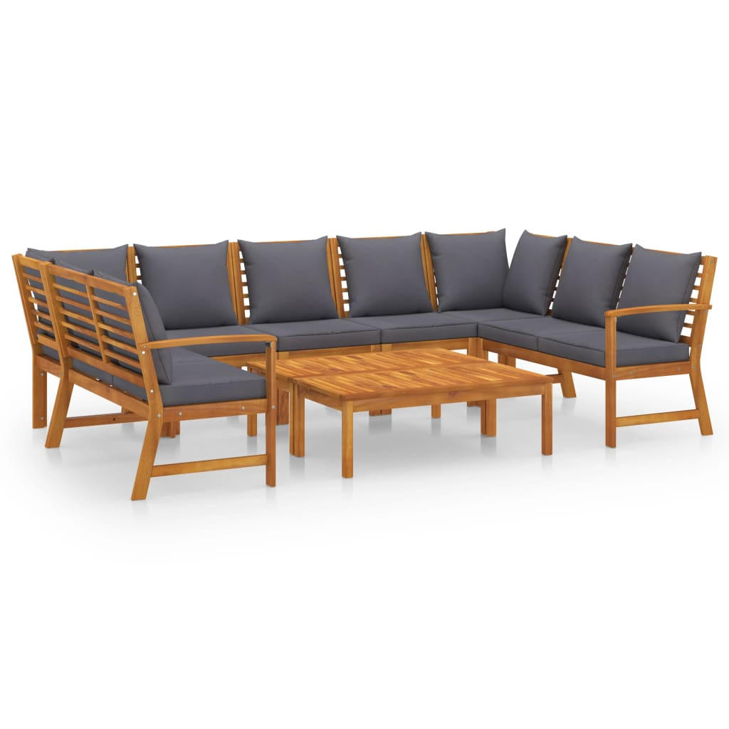 GARTENSET Reidhead 9-teilig - Grau, Holzwerkstoff - Nettlife