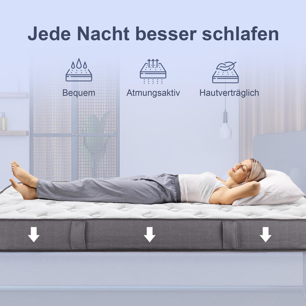 MATRATZE 90x200 cm 25,8 cm Höhe ergonomisch Taschenfederkernmatratze - Weiß, Textil (90/200cm) - HOMCOM