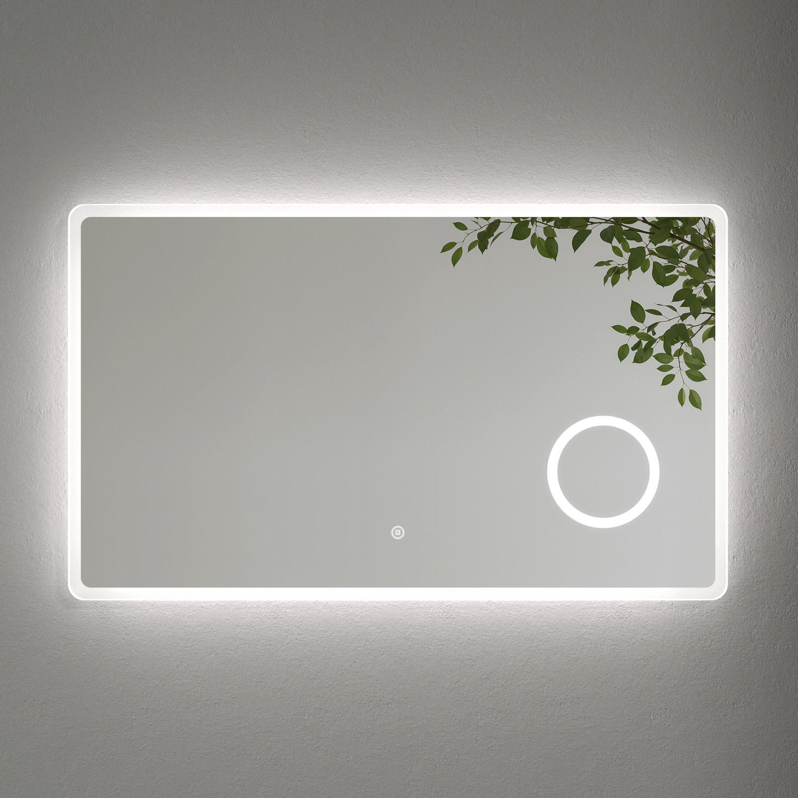 BADSPIEGEL mit Beleuchtung mit Integriertem Schminkspiegel 100/60/3,5 cm - Transparent, Glas (100/60/3.5cm) - EMKE