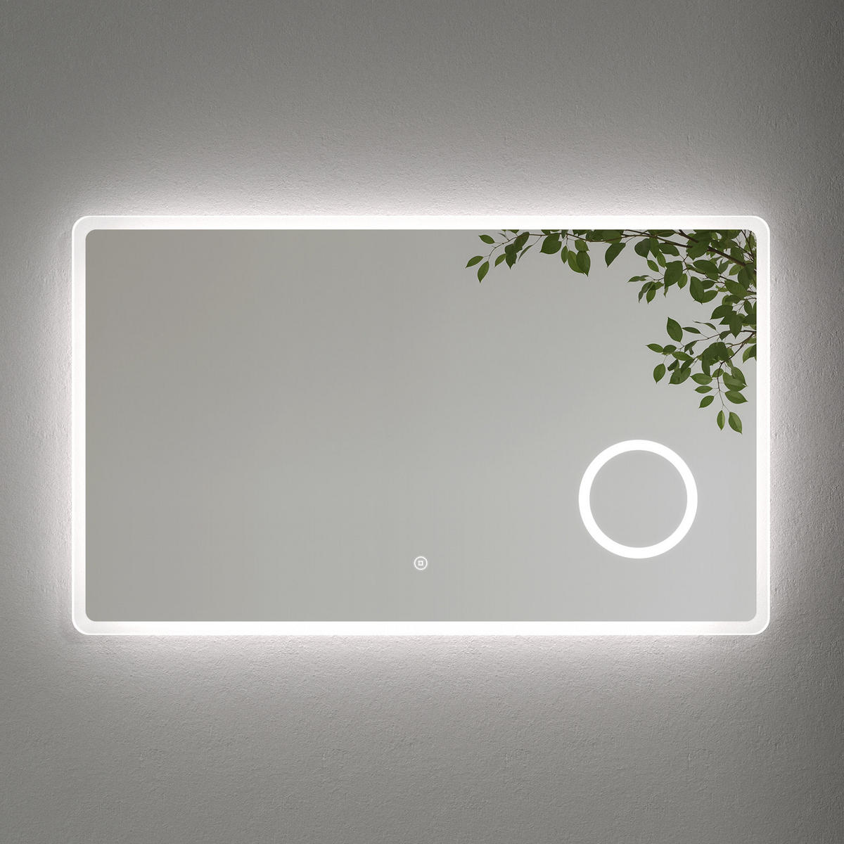 BADSPIEGEL mit Beleuchtung mit Integriertem Schminkspiegel 100/60/3,5 cm - Transparent, Glas (100/60/3.5cm) - EMKE