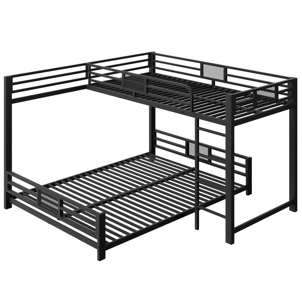 ETAGENBETT 140/200 cm schwarz aus Metall mit L-Form - Schwarz, Metall (140/200cm) - OKWISH