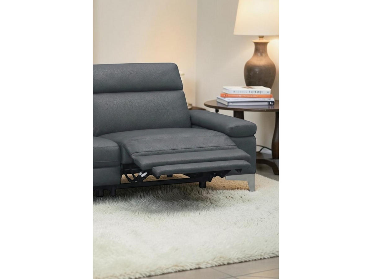 3-SITZER Sofa Talisman Echtleder mit 2 x Relaxfunktion Anthrazit - Anthrazit, Leder/Metall (216/80/100cm)